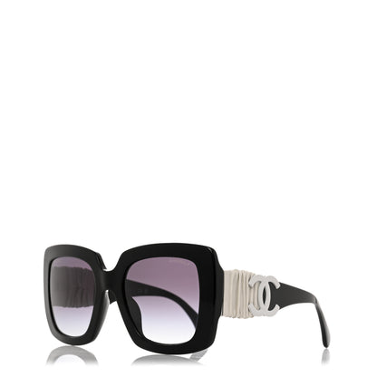 Chanel Acetate Calfskin Square Sunglasses 5474-Q-A Black White 1 of 8
