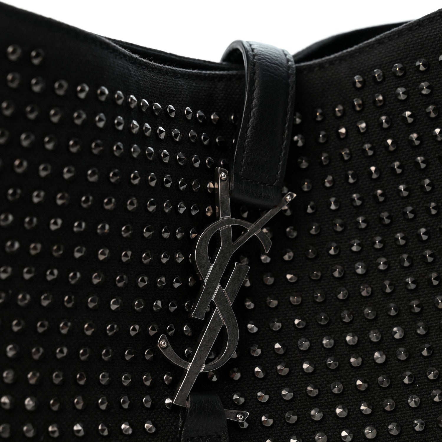 Saint Laurent Cotton Studded Le 5 A 7 Soft Hobo Black 11 of 12