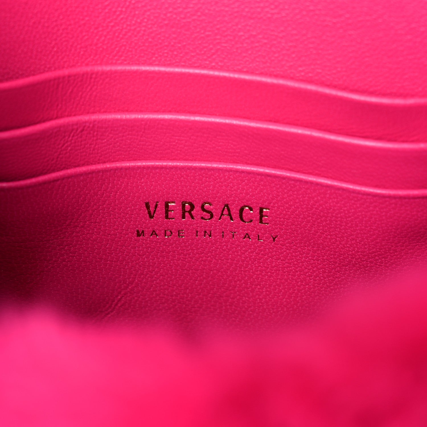 Versace Faux Fur Quilted Virtus Shoulder Bag Fuxia 8 of 8