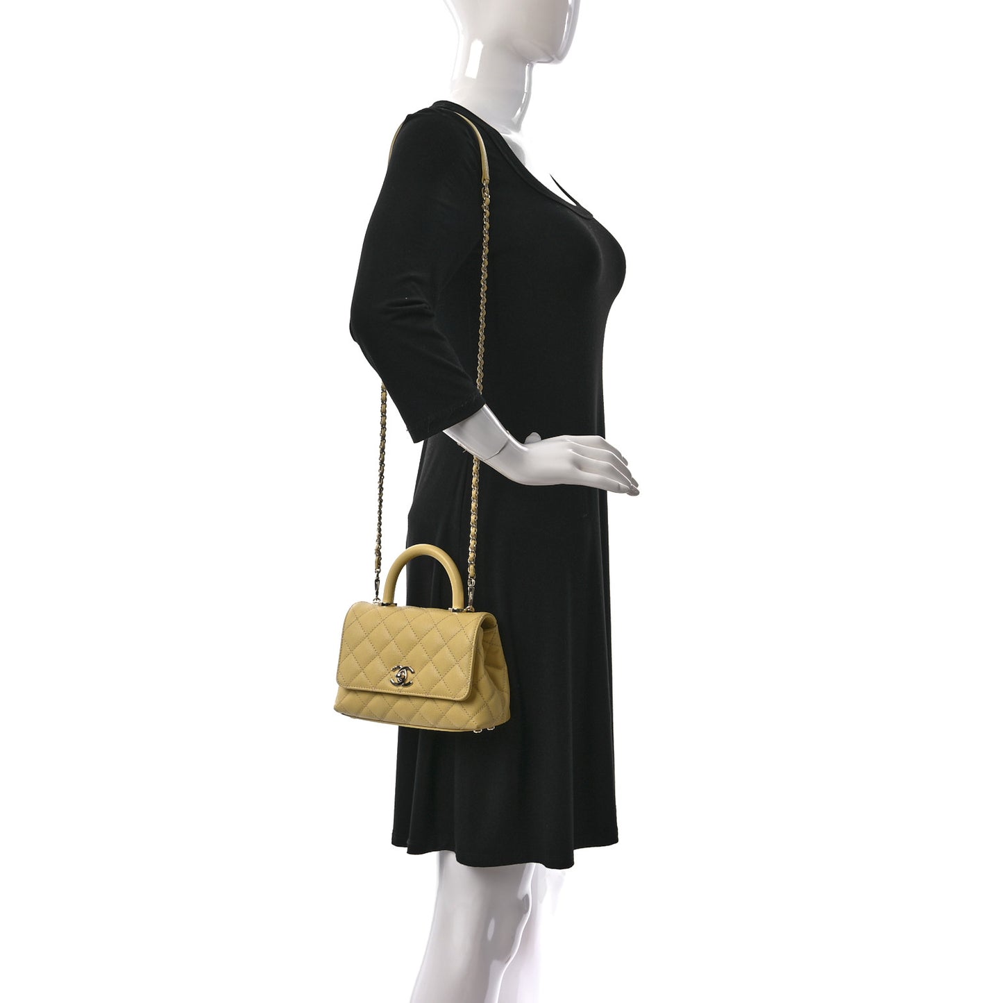 Caviar Quilted Extra Mini Coco Handle Flap Yellow