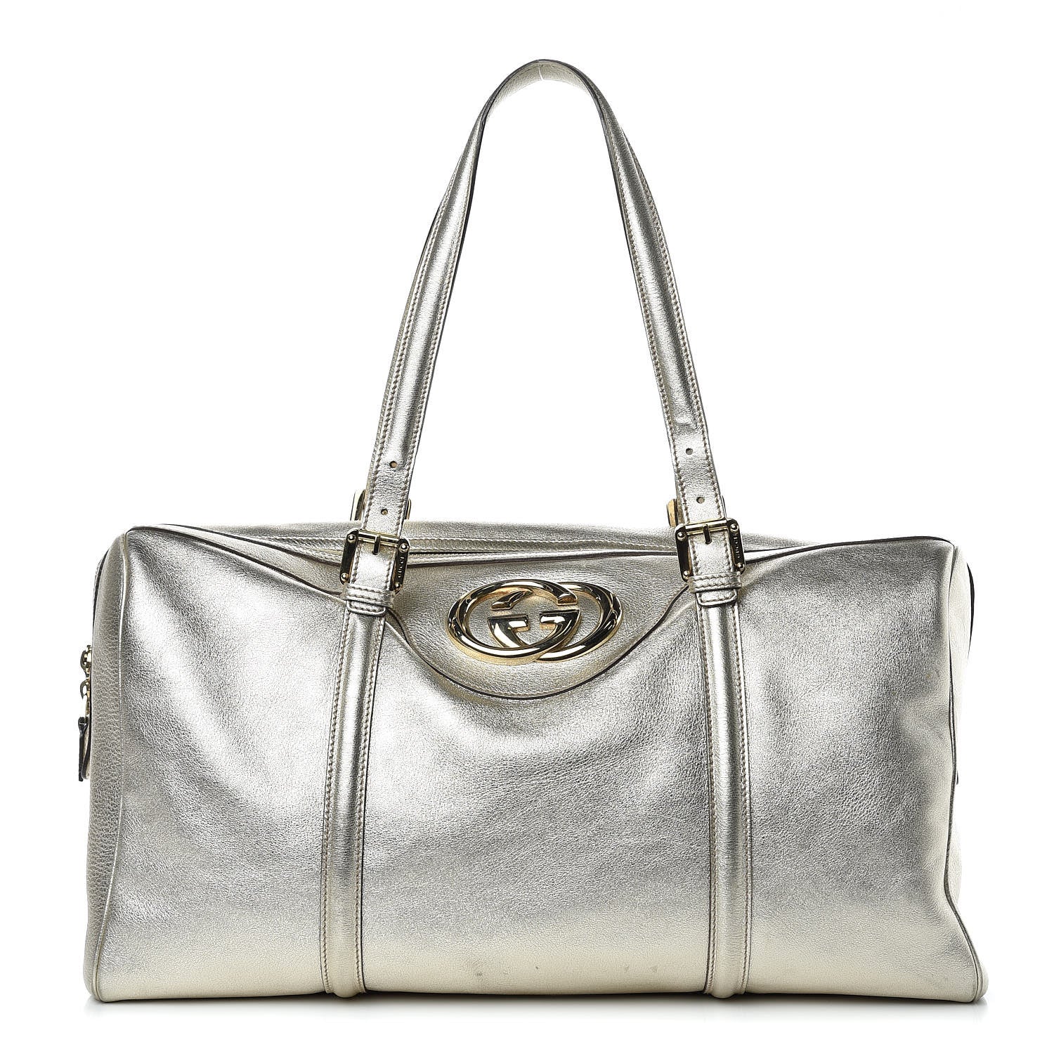 Gucci Metallic Calfskin Large Britt Boston Gold 1 of 15