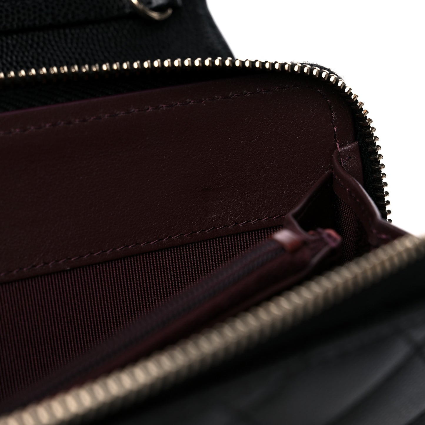 Caviar Quilted Phone Holder Wallet on Removable Chain Black