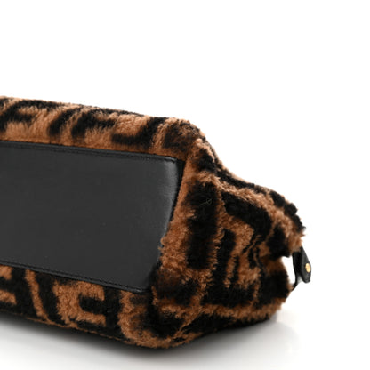 Fendi Shearling Nappa Macro FF 1974 Mini Peekaboo Iconic Satchel Tobacco Black 11 of 11