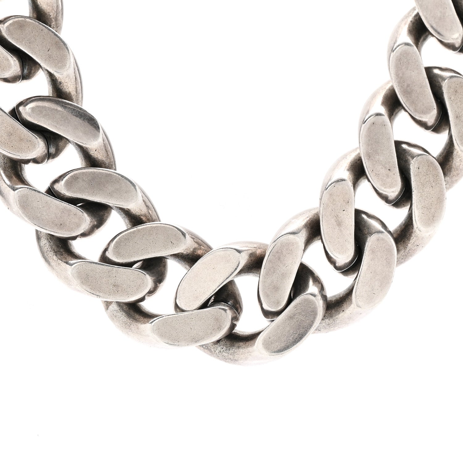 Saint Laurent Metal Curb Chain Necklace Oxidized Silver 4 of 5