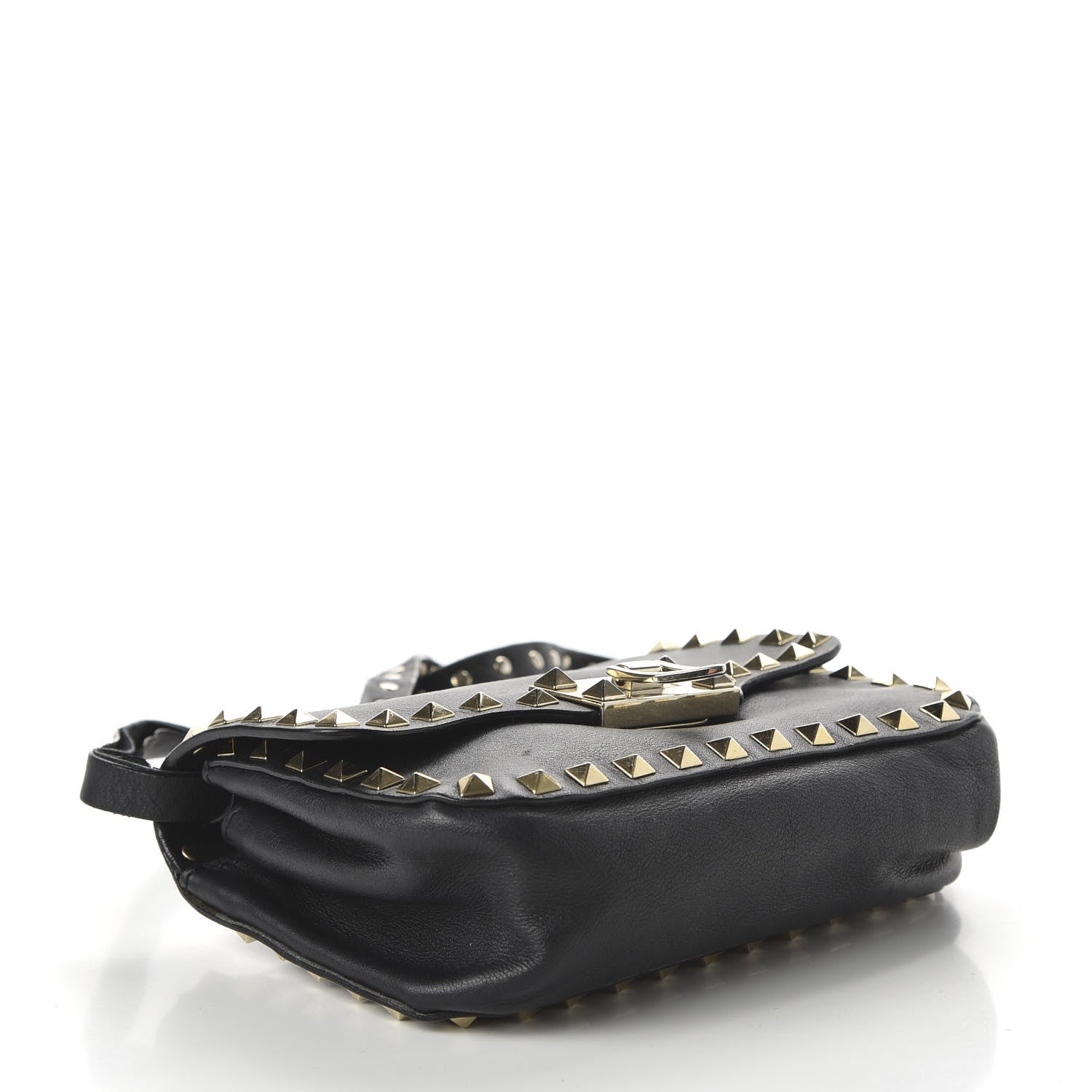 Valentino Garavani Vitello Mini Rockstud Flap Saddle Crossbody Bag Black 4 of 11