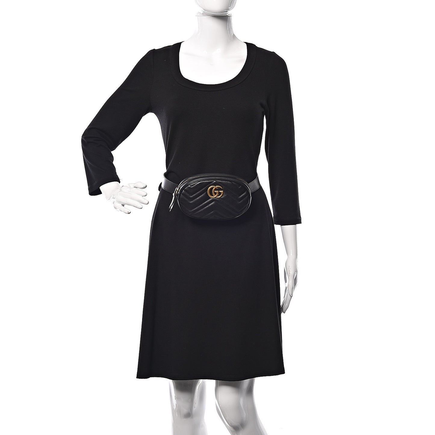 Calfskin Matelasse GG Marmont Belt Bag 75 30 Black