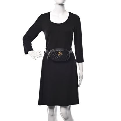 Gucci Calfskin Matelasse GG Marmont Belt Bag 75 30 Black 2 of 10