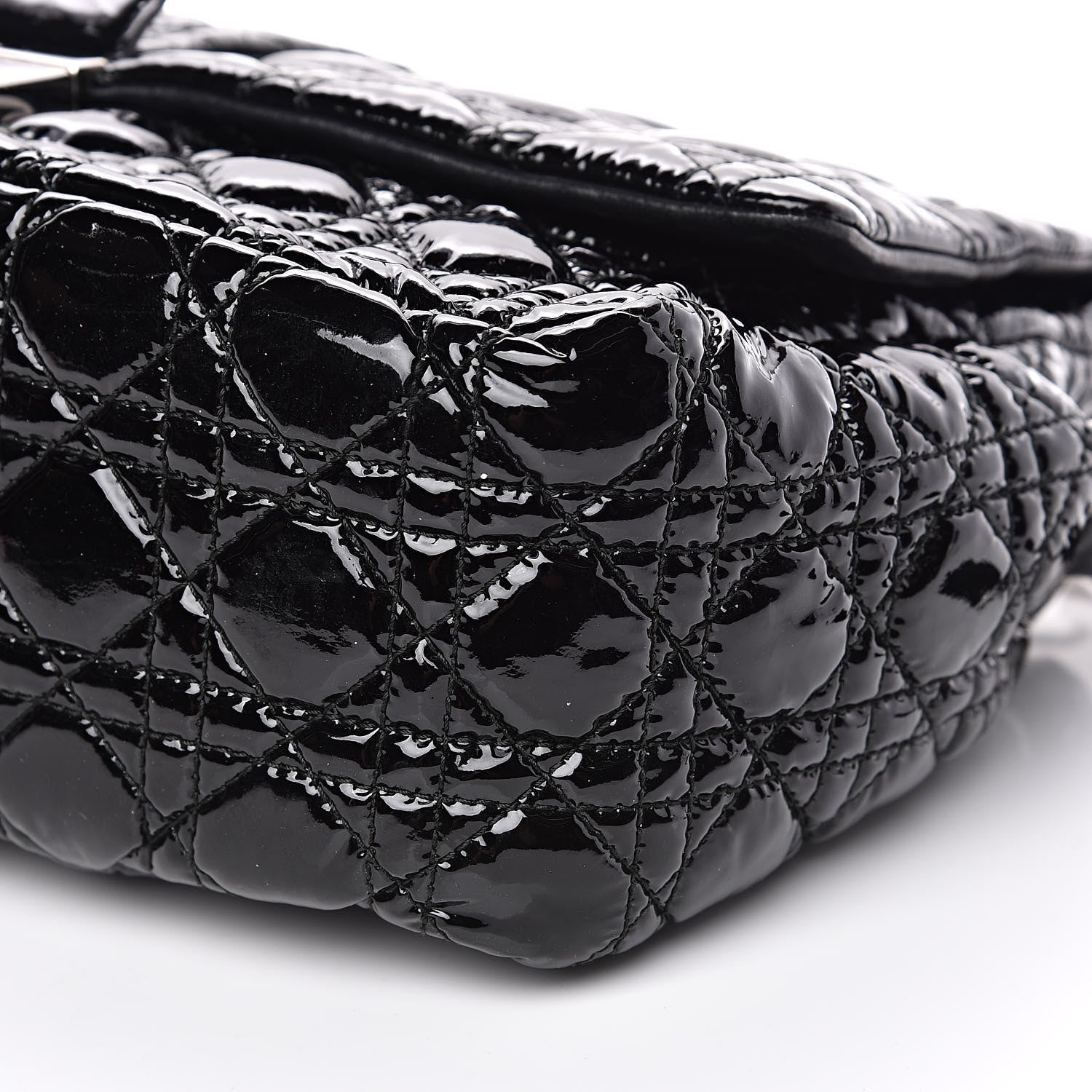 Christian Dior Patent Cannage Large New Lock Flap Bag Black 8 of 15