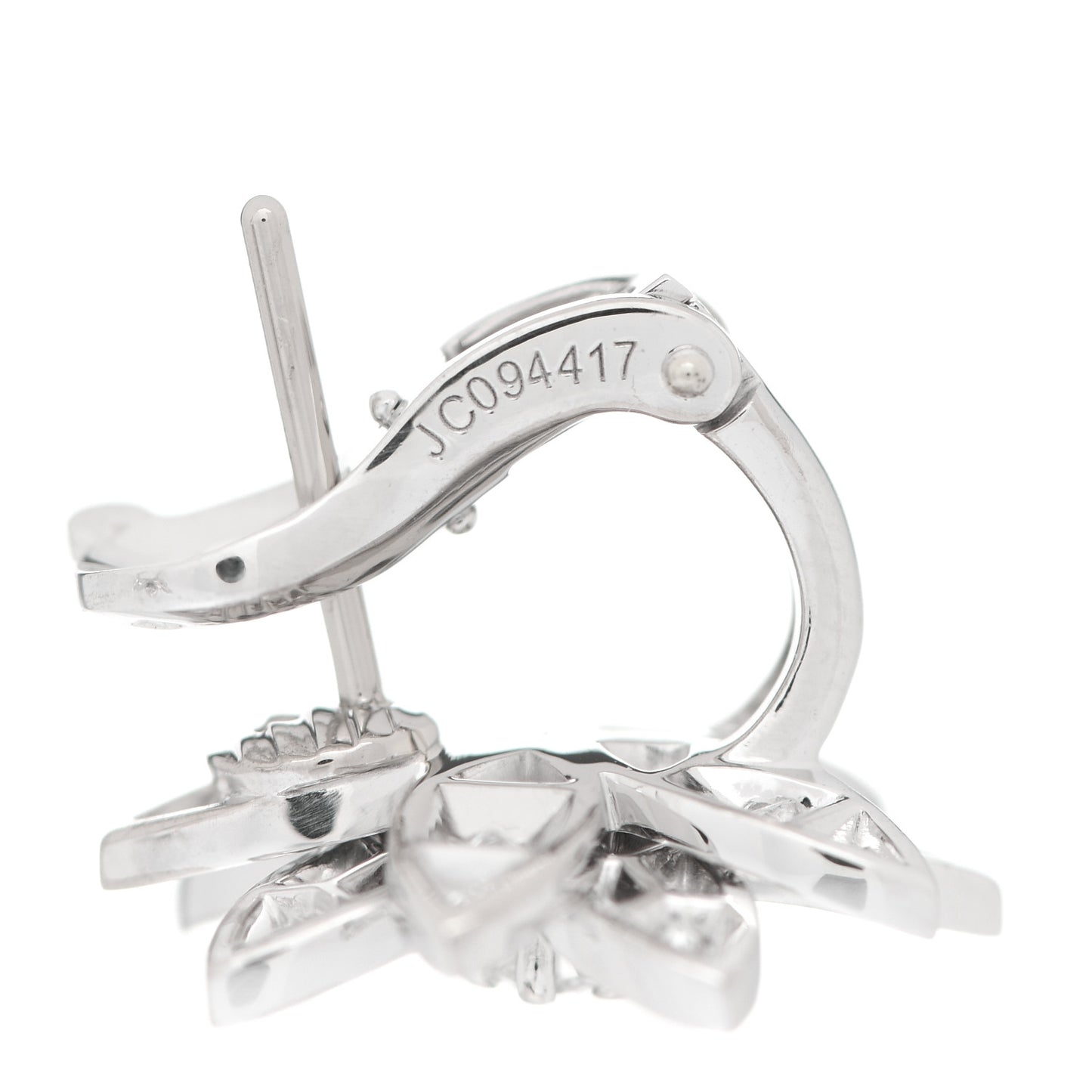 18K White Gold Diamond Small Lotus Earrings