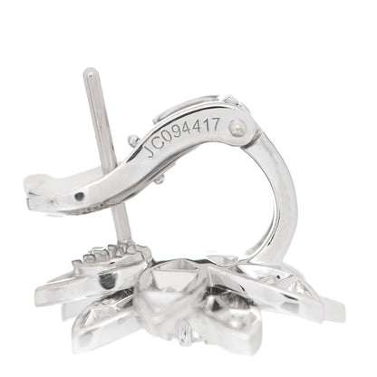 Van Cleef & Arpels 18K White Gold Diamond Small Lotus Earrings 4 of 8