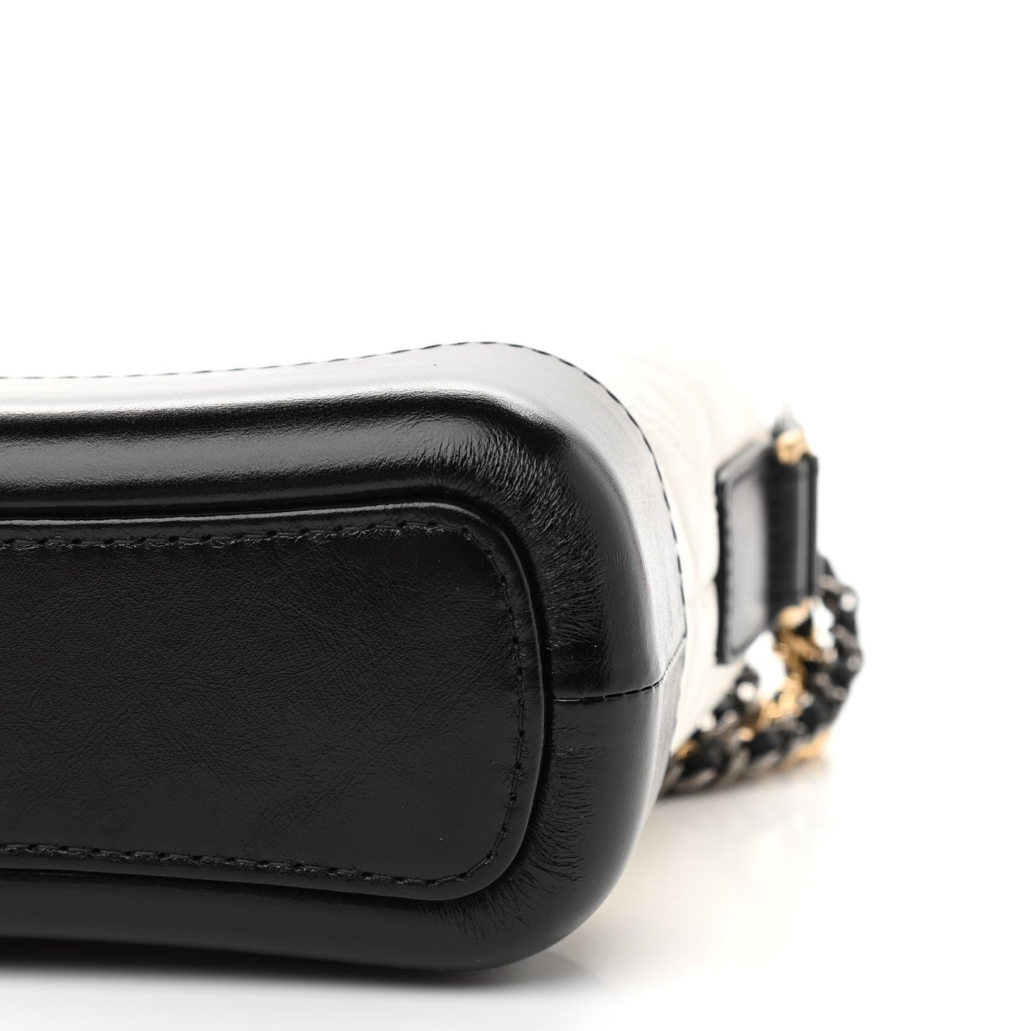 Aged Calfskin Quilted Small Gabrielle Hobo Black White