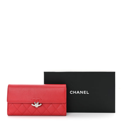 Chanel Grained Calfskin Quilted CC Box Flap Wallet Red 13 of 13