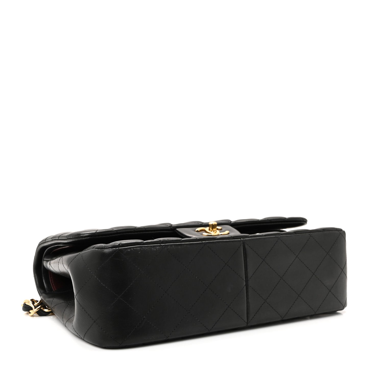 Lambskin Quilted Jumbo Double Flap Black