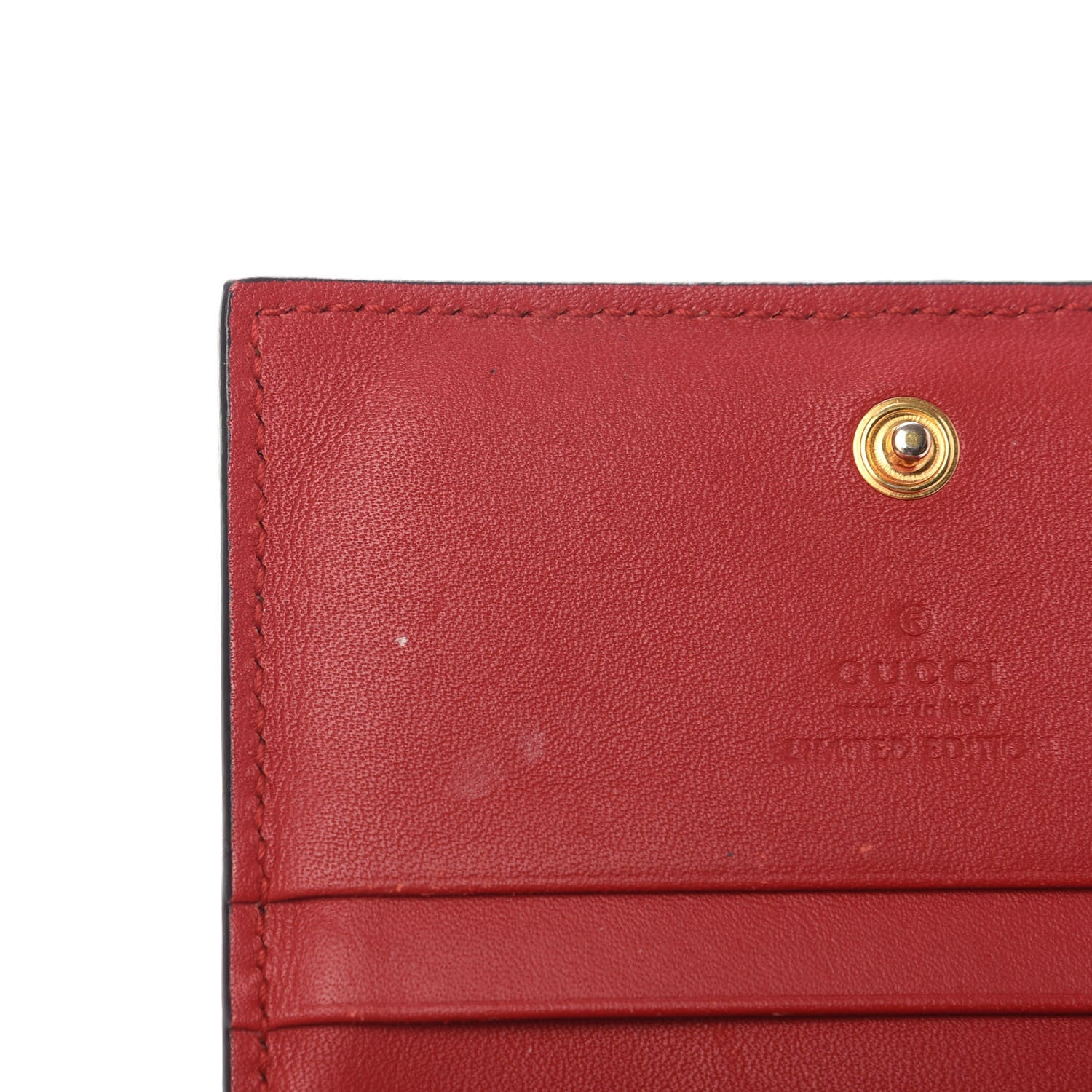 Gucci GG Supreme Monogram Bosco Patch Card Case Wallet Beige Malva Hibiscus Red 7 of 9