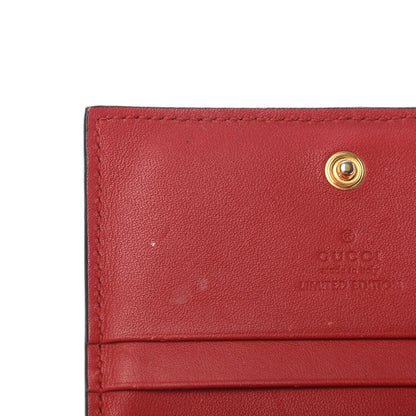 Gucci GG Supreme Monogram Bosco Patch Card Case Wallet Beige Malva Hibiscus Red 7 of 9