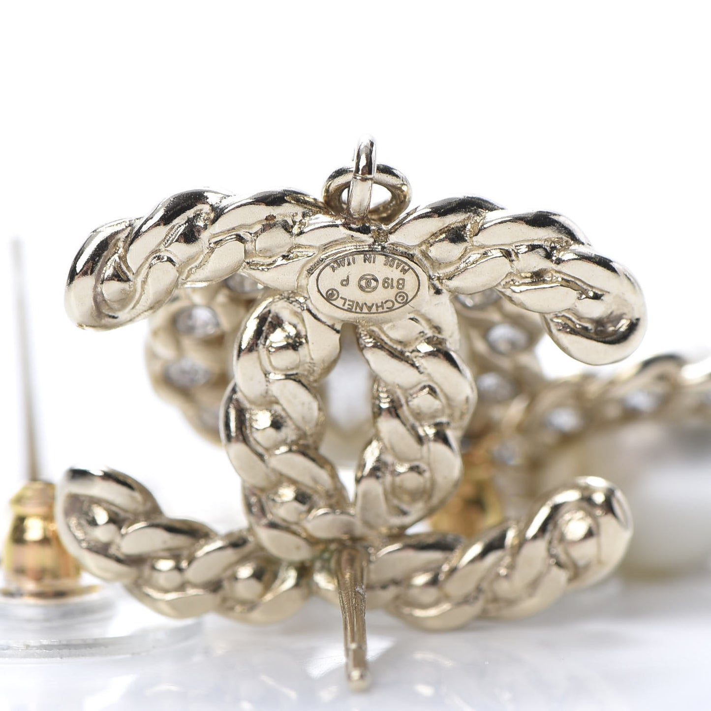 Crystal Pearl Pearls Coronation CC Drop Earrings Gold