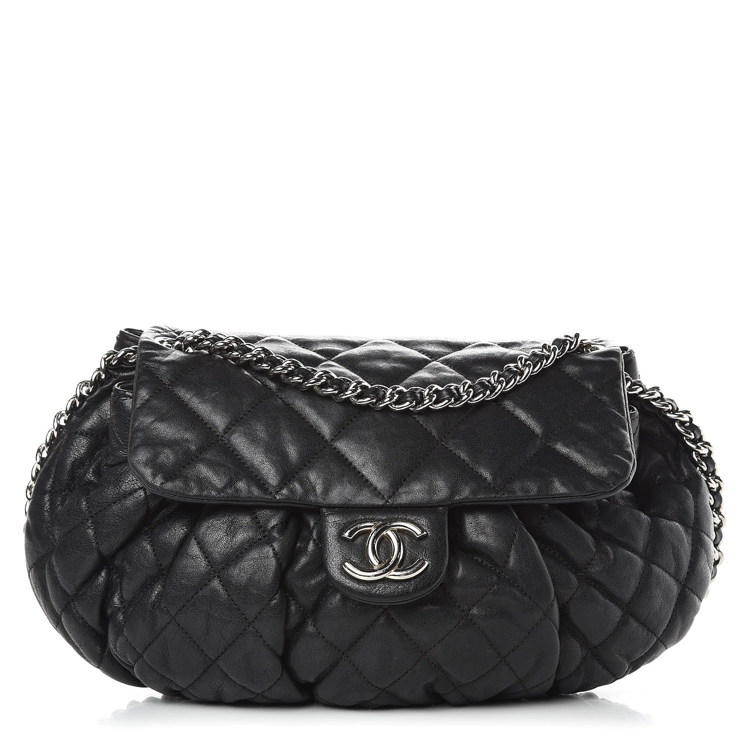 Chanel Washed Lambskin Quilted Medium Chain Around Messenger Black 1 of 11