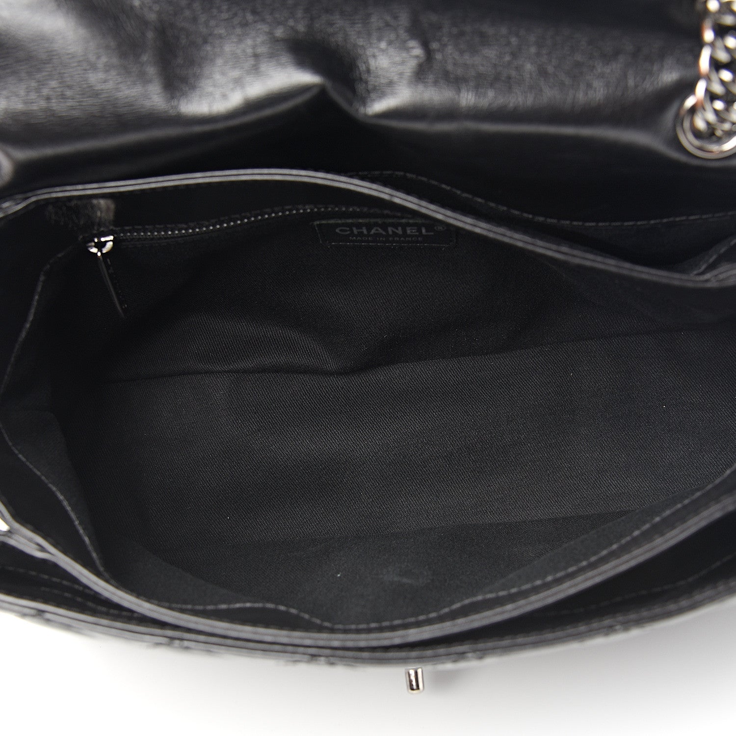Chanel Shiny Crumpled Calfskin Quilted Medium Lady Pearly Flap Black 4 of 11