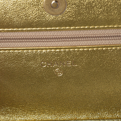 Chanel Metallic Calfskin Crocodile Embossed Cocodile Wallet On Chain WOC Gold 6 of 9