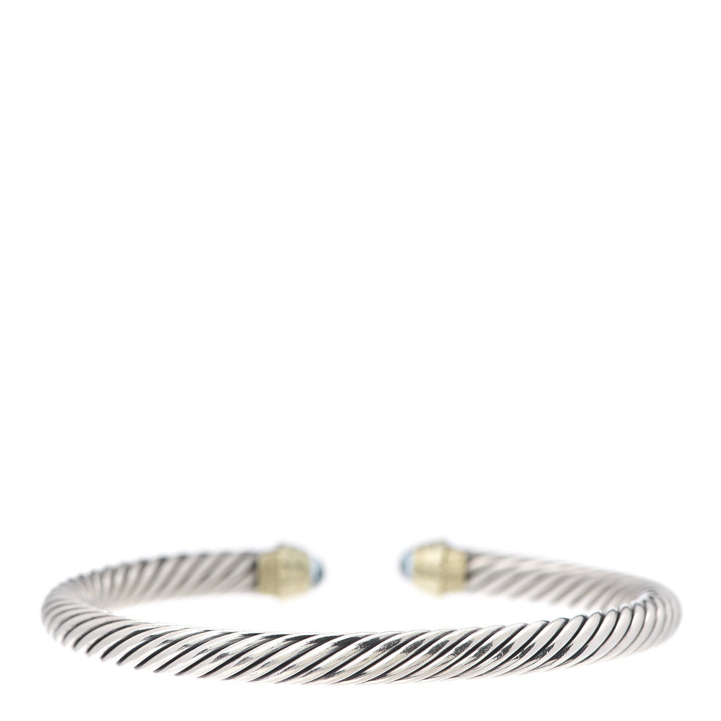 Sterling Silver 14K Yellow Gold Blue Topaz 5mm Cable Classics Petite Color Bracelet