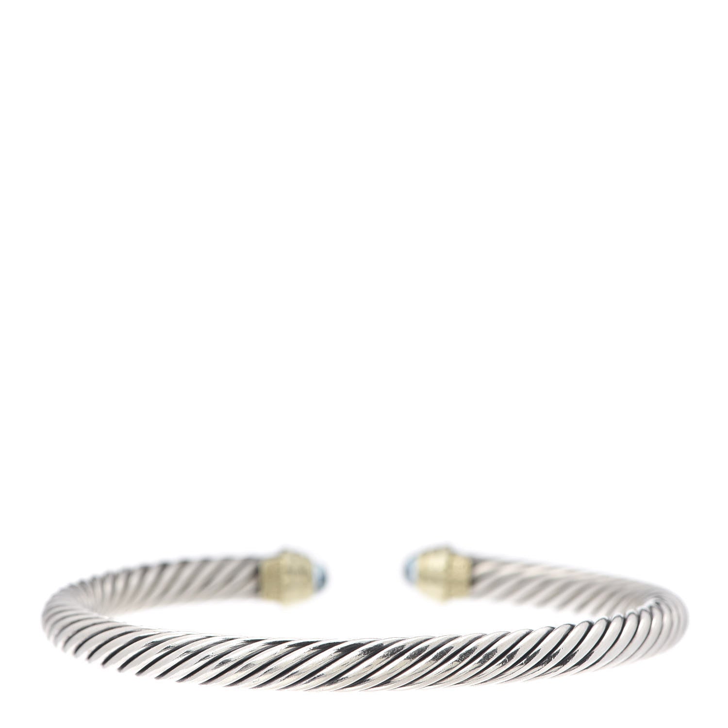 David Yurman Sterling Silver 14K Yellow Gold Blue Topaz 5mm Cable Classics Petite Color Bracelet 3 of 4
