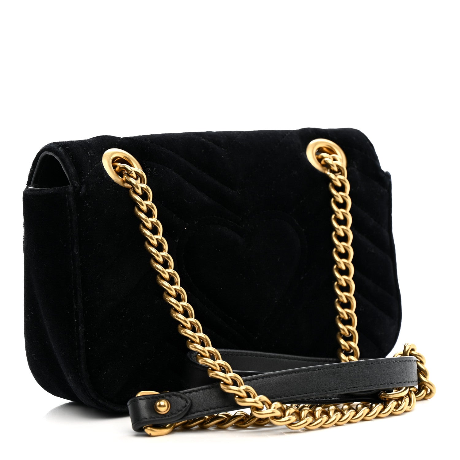 Gucci Velvet Matelasse Mini GG Marmont Shoulder Bag Black 3 of 16