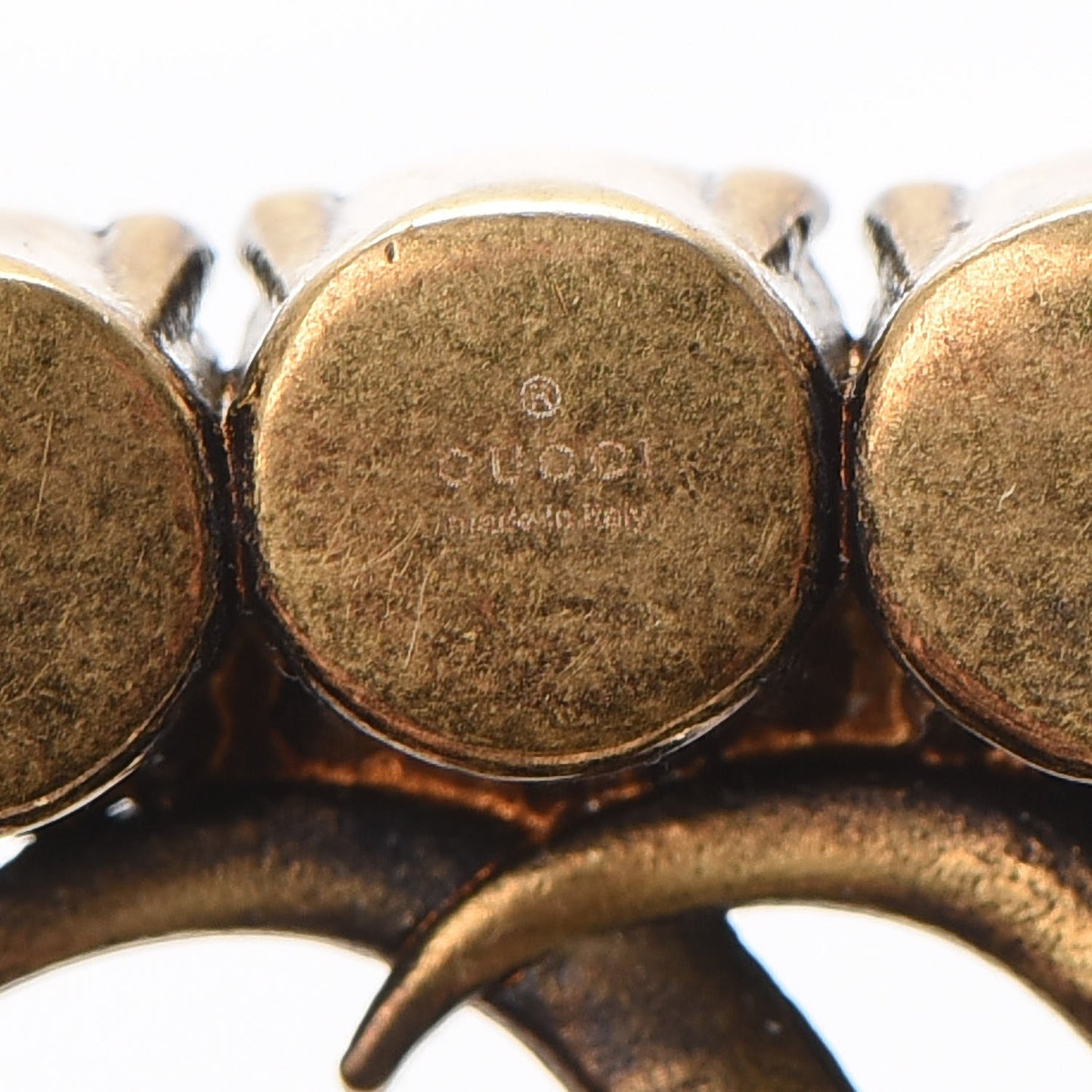 Metal Crystal Double G Brooch Aged Gold