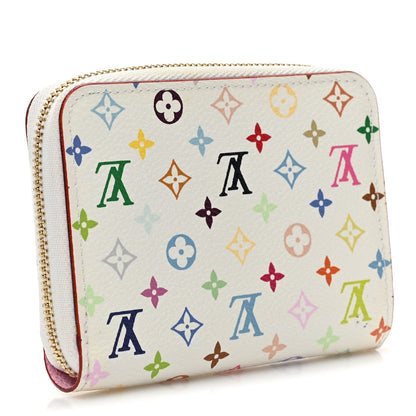 Louis Vuitton Monogram Multicolor Zippy Coin Purse Wallet White Litchi 3 of 11