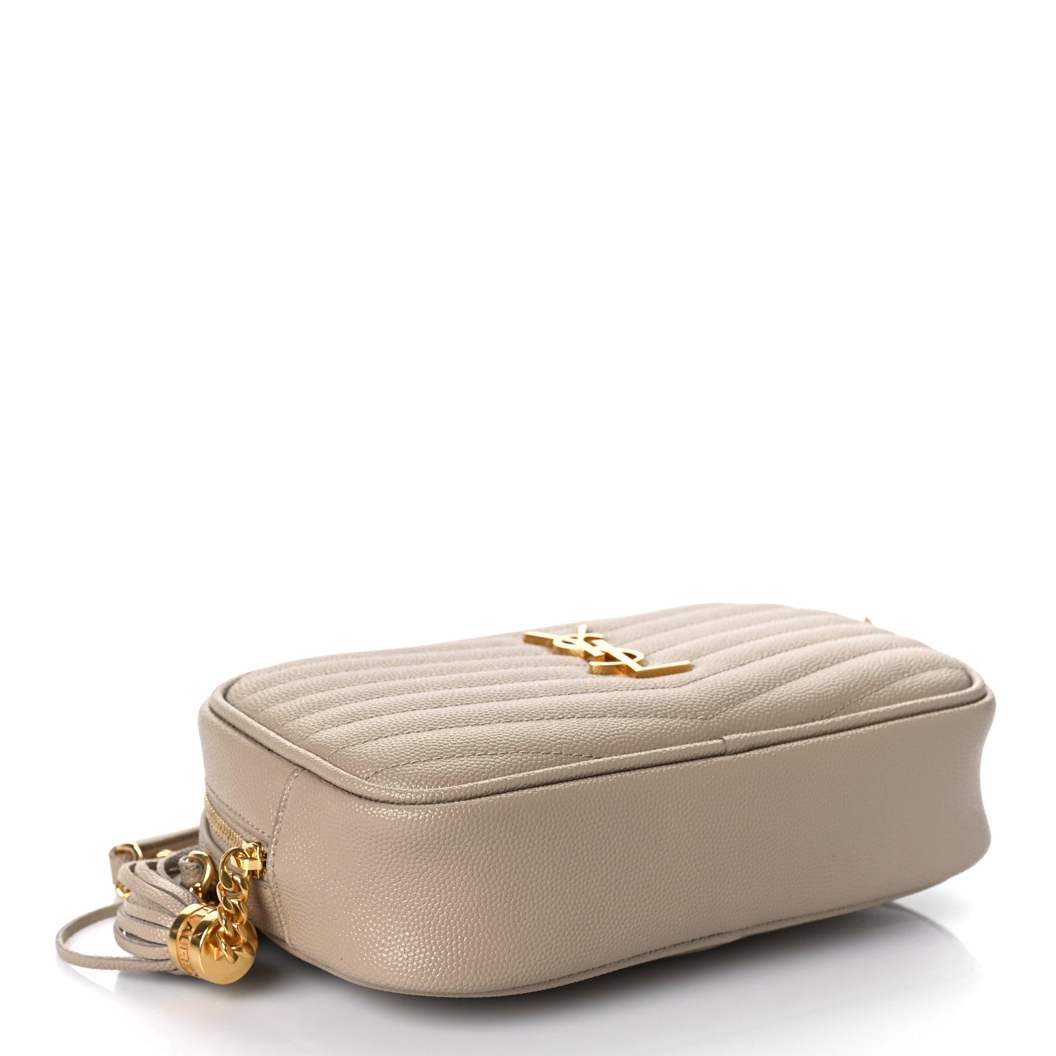Saint Laurent Grain De Poudre Matelasse Monogram Mini Lou Camera Bag Dark Beige 4 of 10