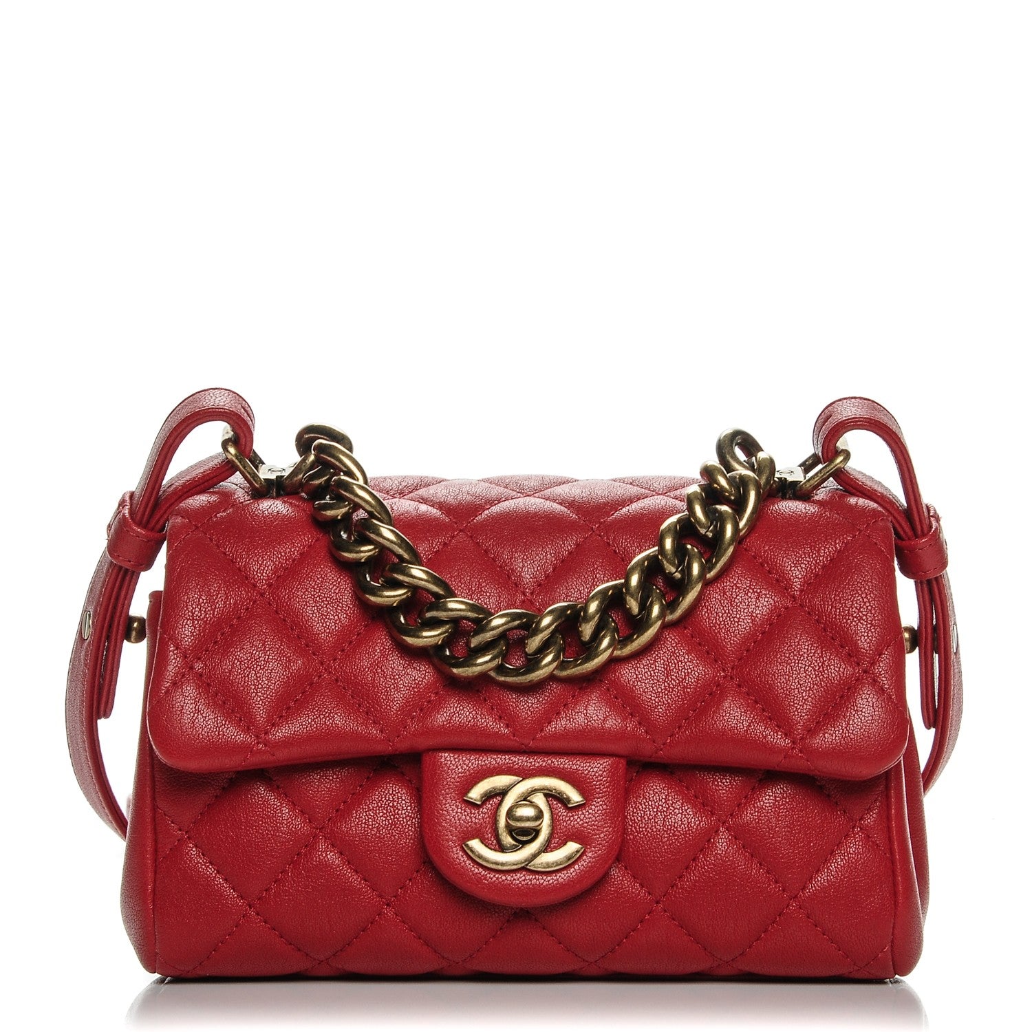 Chanel Shiny Sheepskin Quilted Mini Trapezio Flap Red 1 of 8