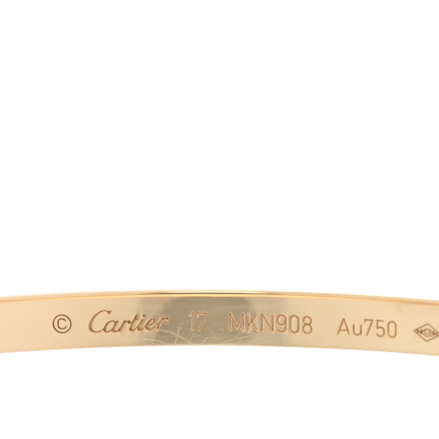 18K Yellow Gold 6 Diamond Small LOVE Bracelet 17