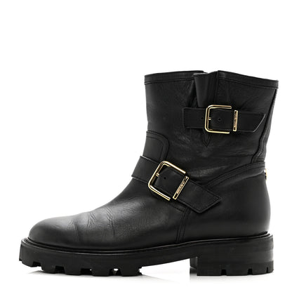 Jimmy Choo Smooth Calfskin Youth Biker Boots 38 Black 1 of 7
