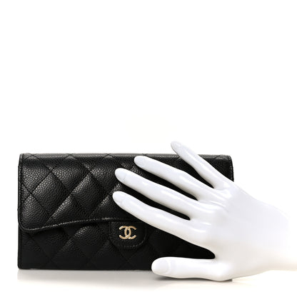 Chanel Caviar Quilted Large Gusset Flap Wallet Black 2 of 10