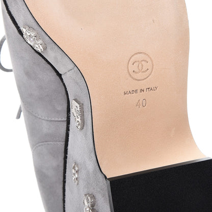 Chanel Kid Suede Lace Up Platform Oxford 40 Grey Black 6 of 12