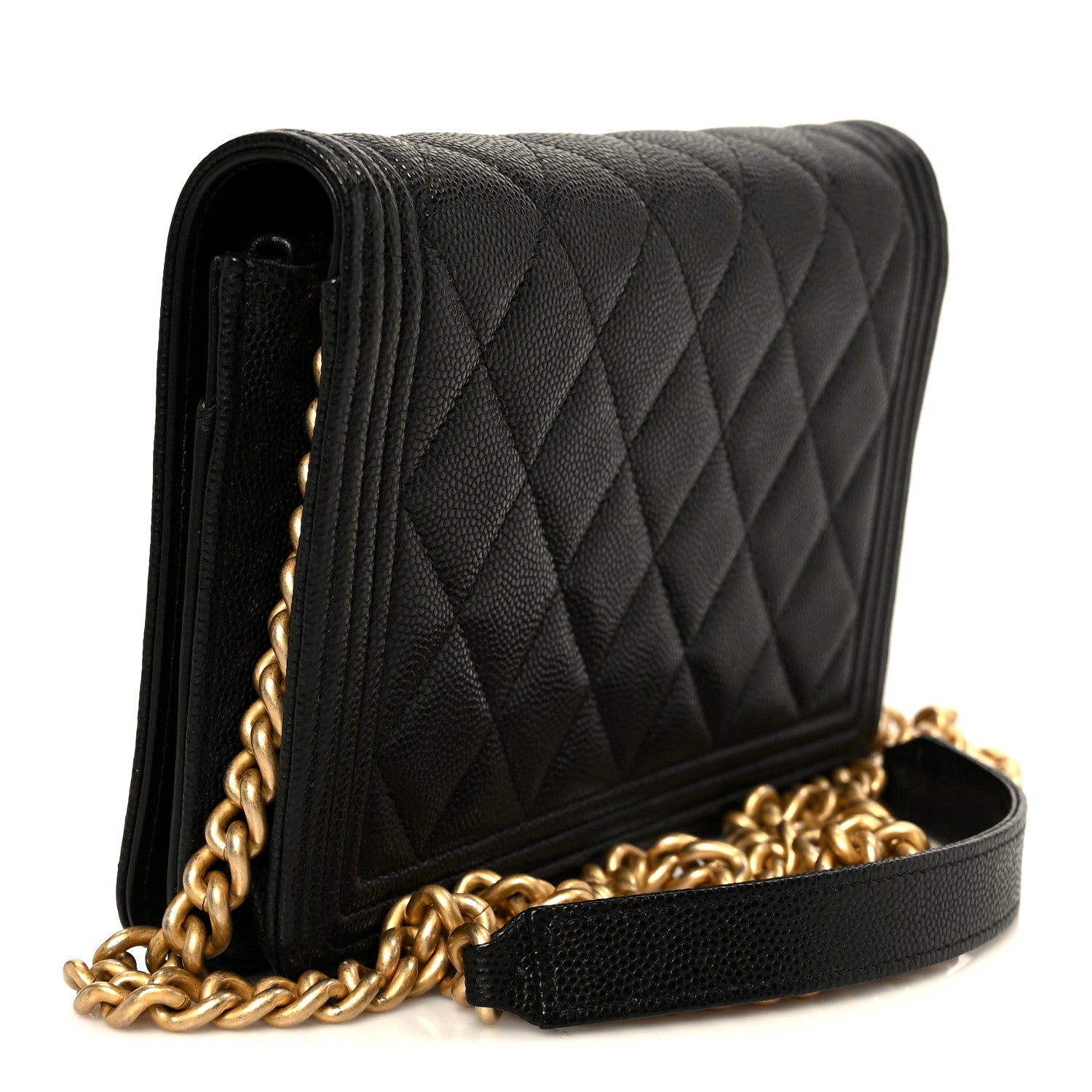 Chanel Caviar Quilted Boy Wallet On Chain WOC Black 3 of 12