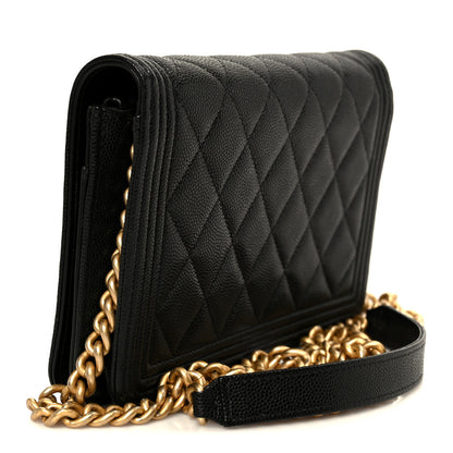 Chanel Caviar Quilted Boy Wallet On Chain WOC Black 3 of 12