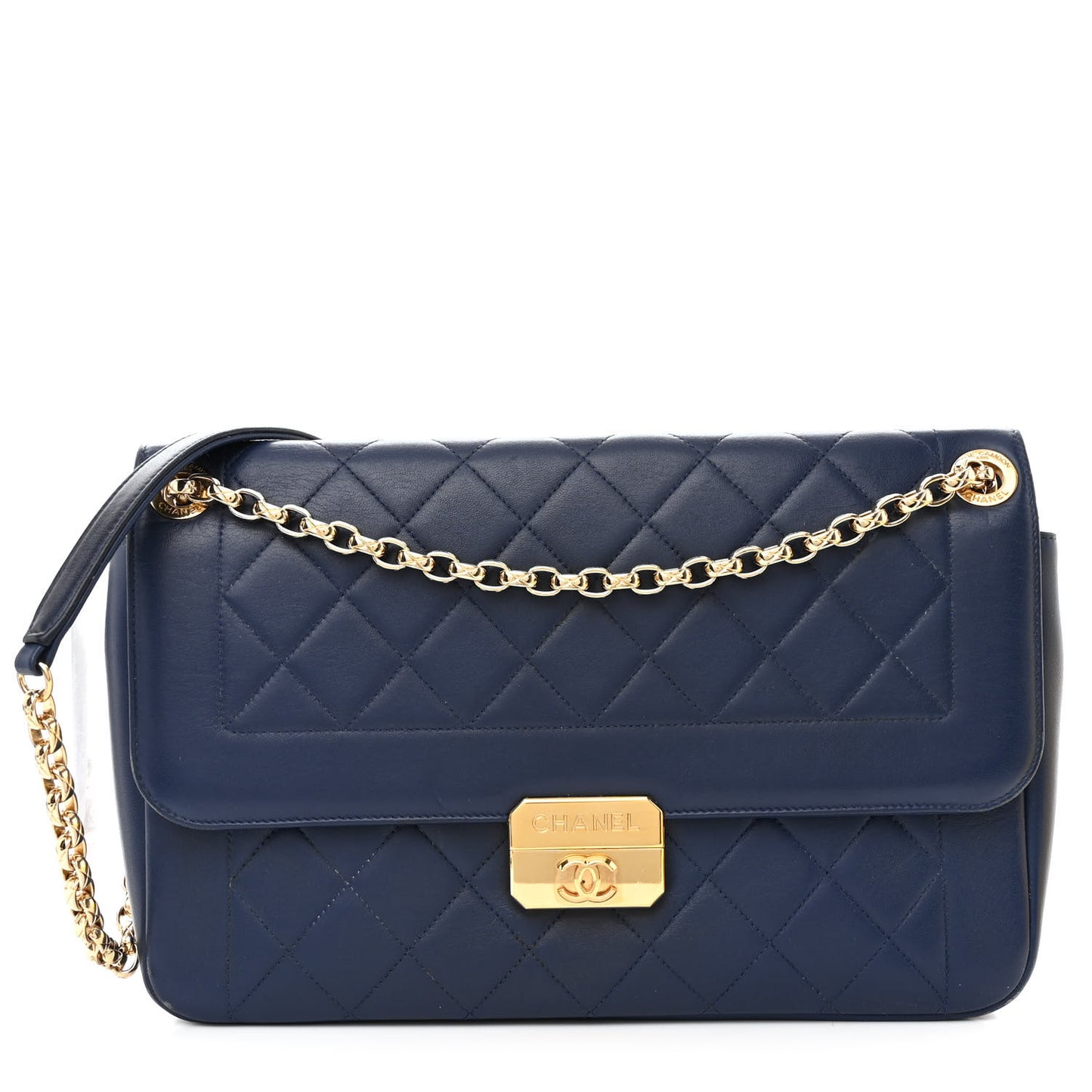 Lambskin Quilted Large Chic With Me Flap Navy