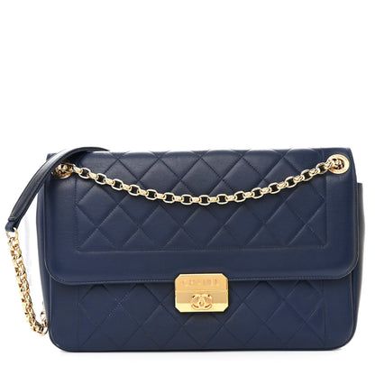 Chanel Lambskin Quilted Large Chic With Me Flap Navy 1 of 9