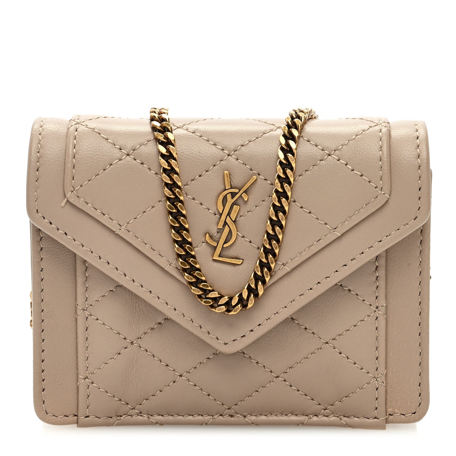 Saint Laurent Lambskin Quilted Monogram Micro Gaby Crossbody Bag Beige 1 of 8