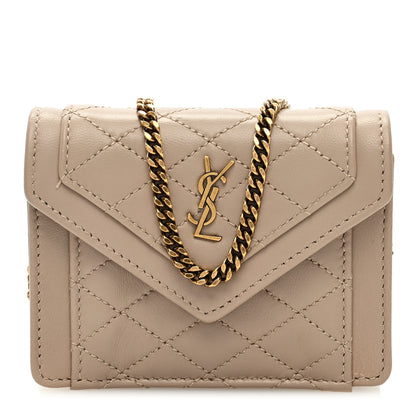 Saint Laurent Lambskin Quilted Monogram Micro Gaby Crossbody Bag Beige 1 of 8