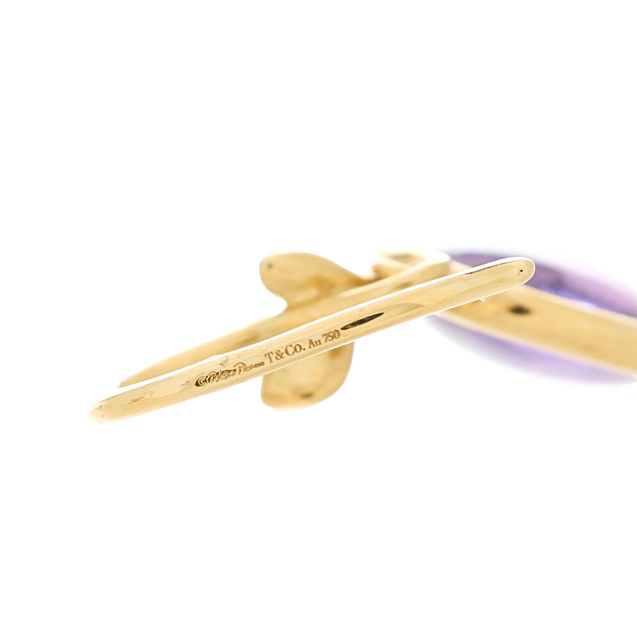 18K Yellow Gold Amethyst Paloma Picasso Olive Leaf Drop Earrings