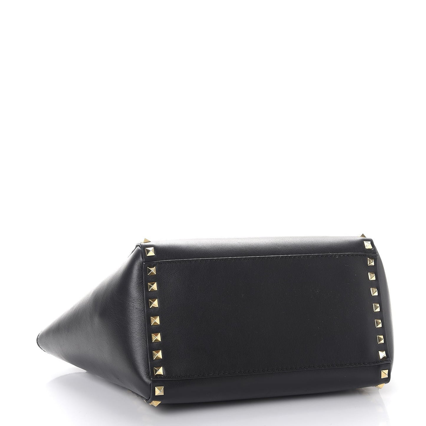 Vitello Small Rockstud Double Handle Tote Black