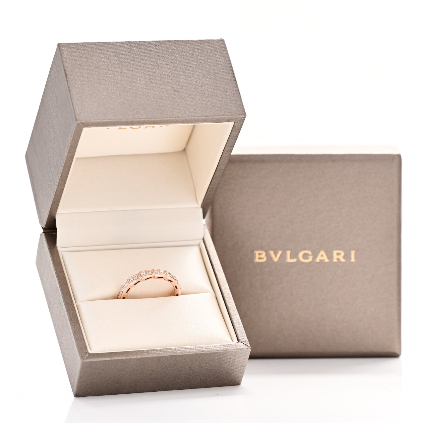 18K Rose Gold Diamond Serpenti Viper Band Ring  54 7