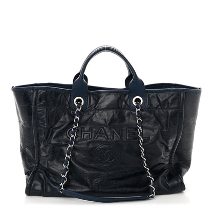 Chanel Glazed Calfskin Large Deauville Tote Blue 1 of 14