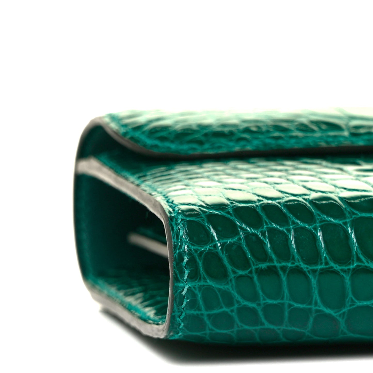 Shiny Alligator Constance Long Wallet Vert Emeraude