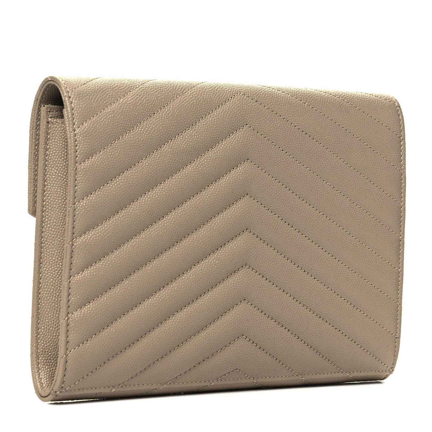 Grain De Poudre Matelasse Chevron Monogram Envelope Clutch Dark Beige