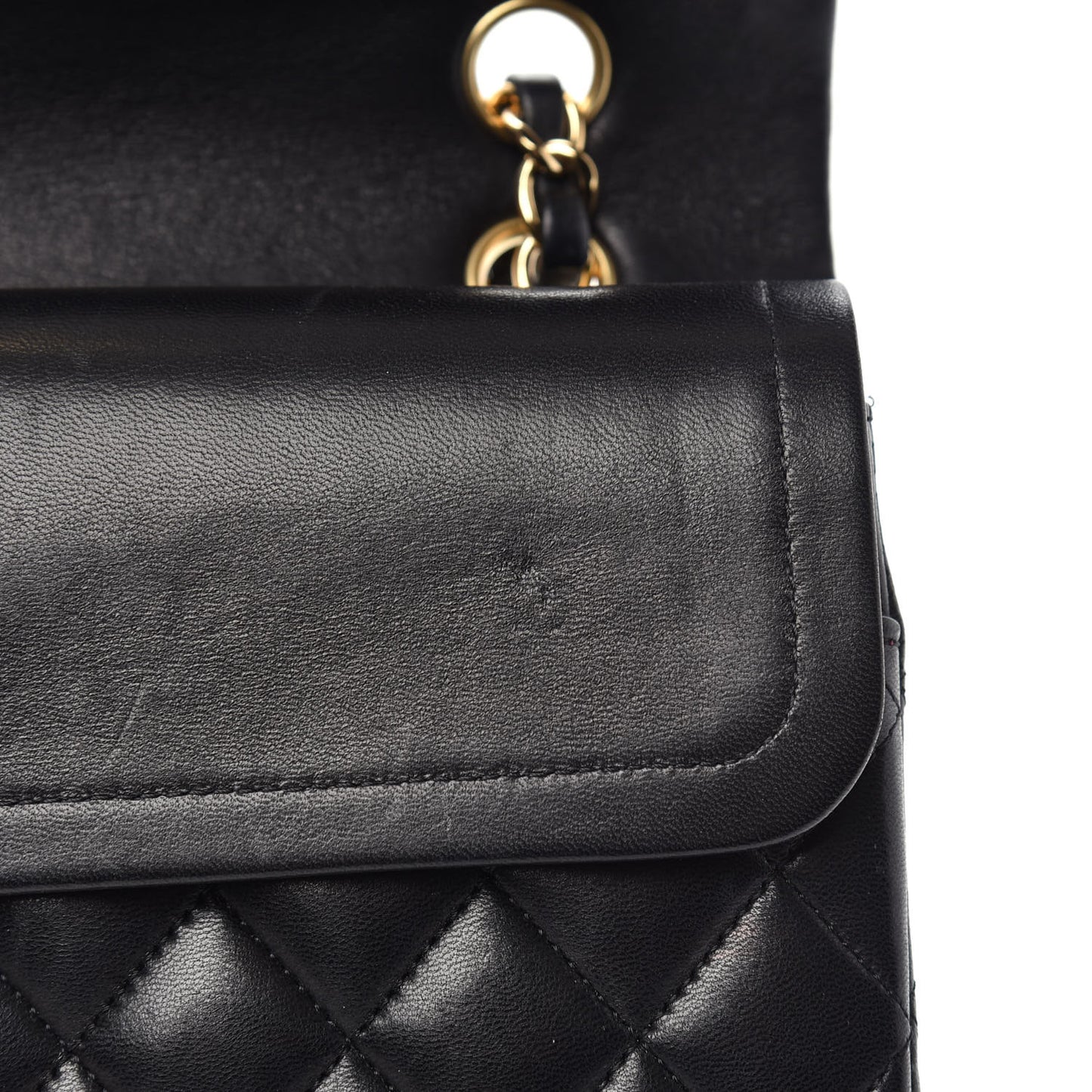 Lambskin Quilted Medium Double Flap Black
