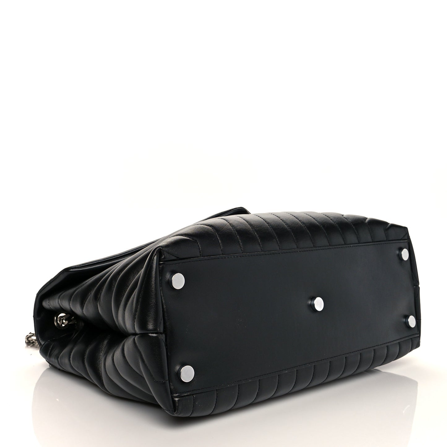 Calfskin Y Quilted Monogram Large Loulou Chain Satchel Black