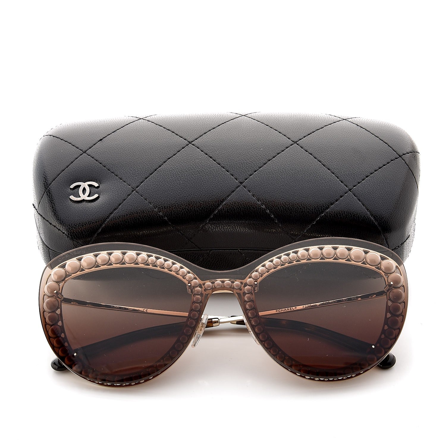 Chanel Acetate Metal Pearl Butterfly Sunglasses 4236-H Brown 7 of 7