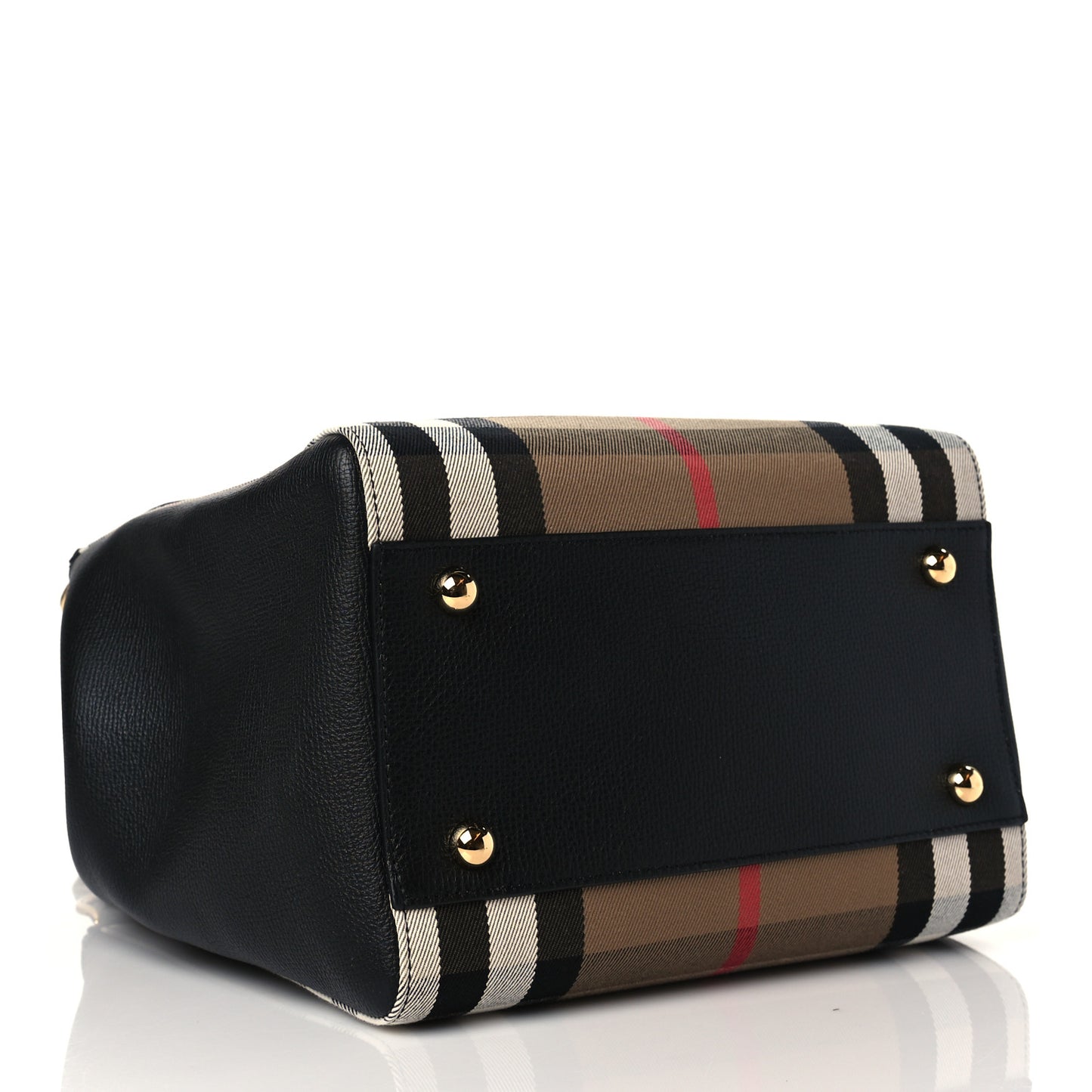 Grainy Calfskin House Check Small Canterbury Tote Black